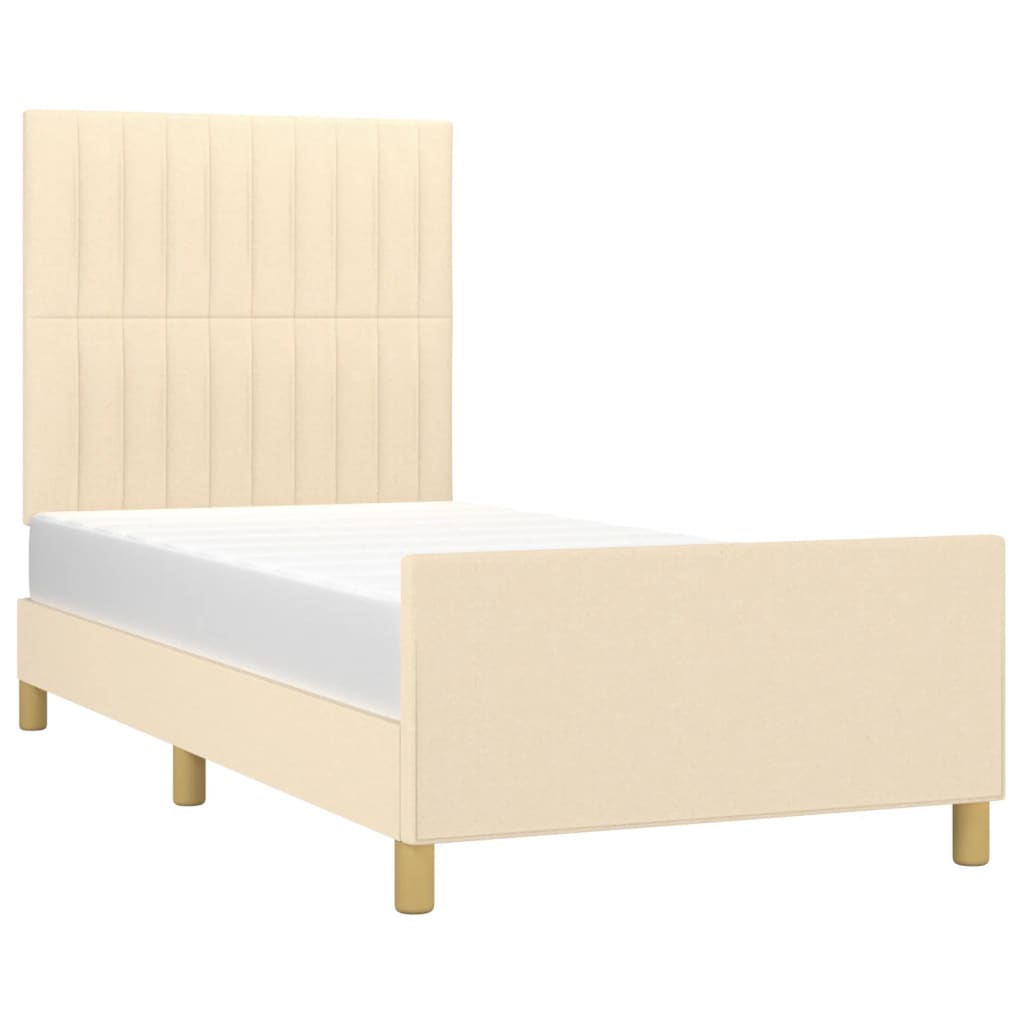Cadre de lit sans matelas crème 90x200 cm tissu