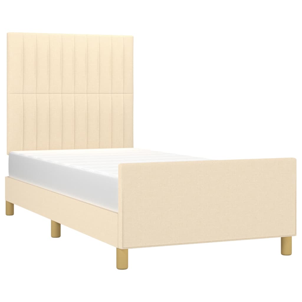 Cadre de lit sans matelas crème 100x200 cm tissu - XIOS