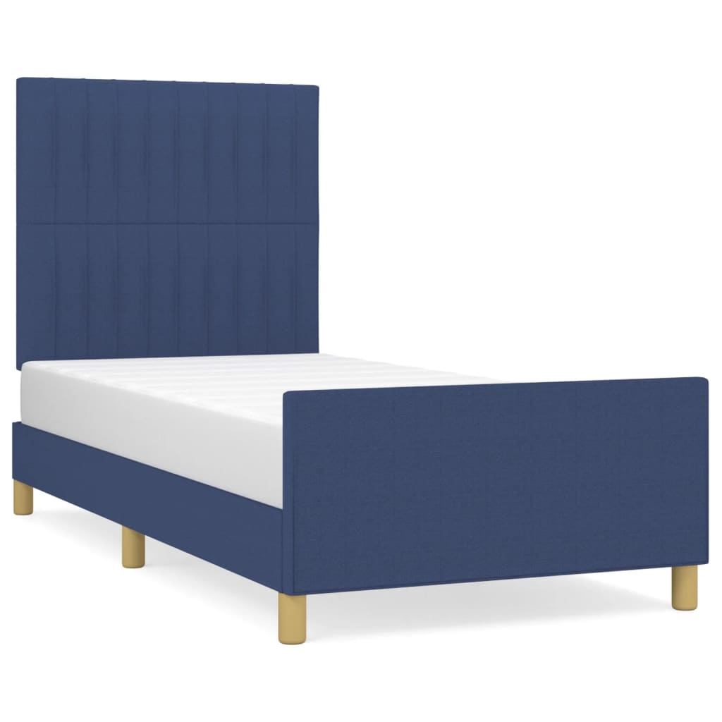 Cadre de lit sans matelas bleu 100x200 cm tissu - XIOS