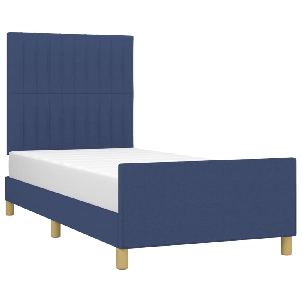 Cadre de lit sans matelas bleu 100x200 cm tissu - XIOS