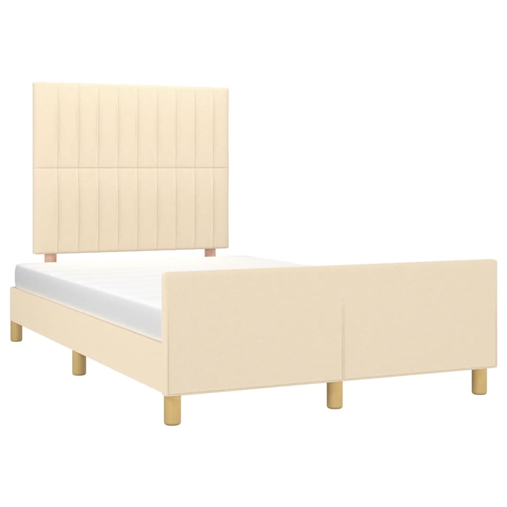 Cadre de lit sans matelas crème 120x200 cm tissu - XIOS