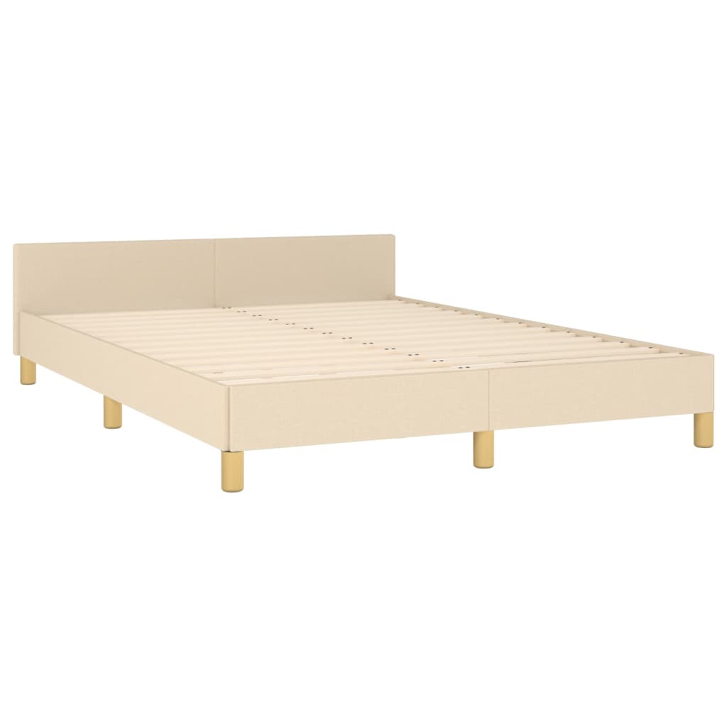 Cadre de lit sans matelas crème 140x190 cm tissu