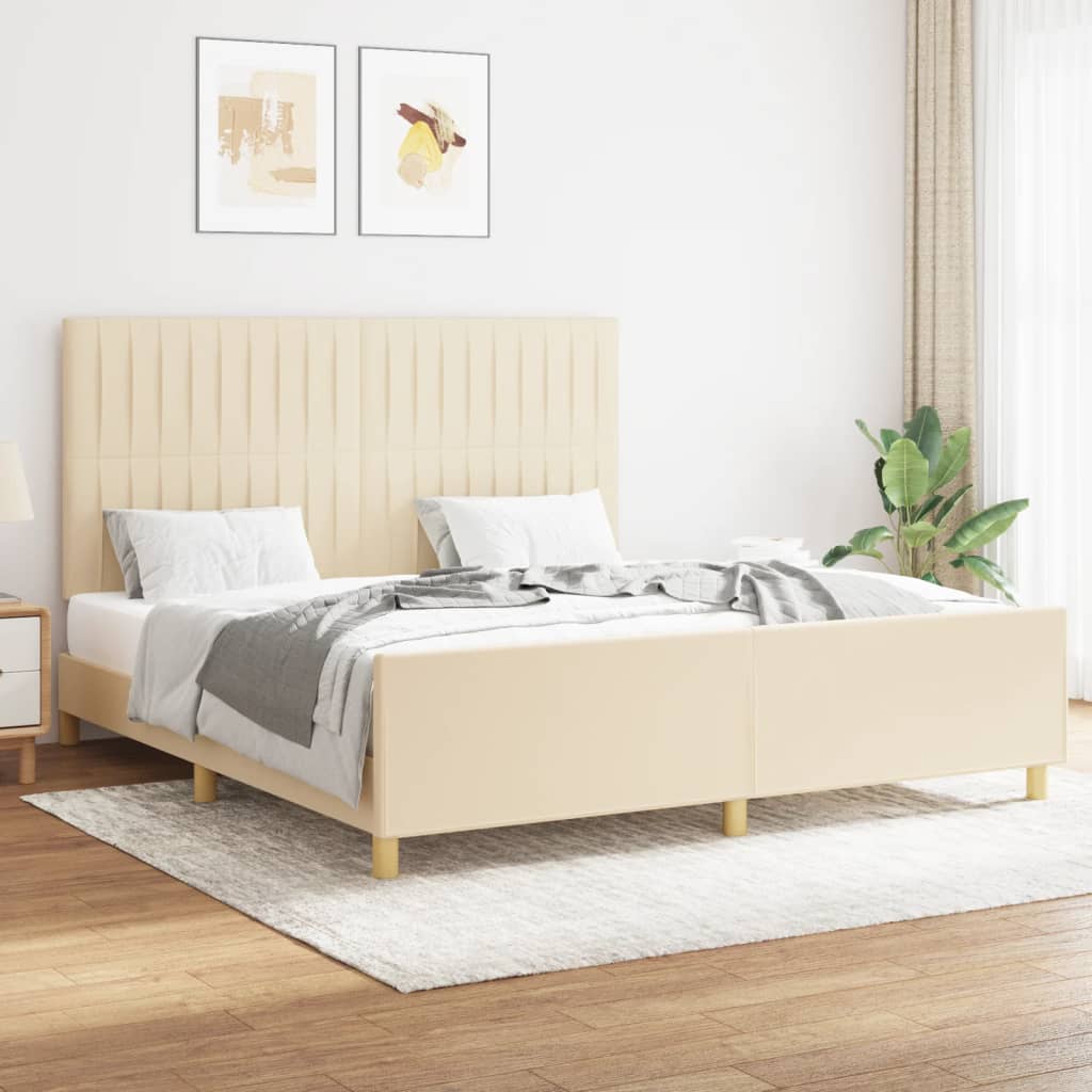 Cadre de lit sans matelas crème 160x200 cm tissu - XIOS