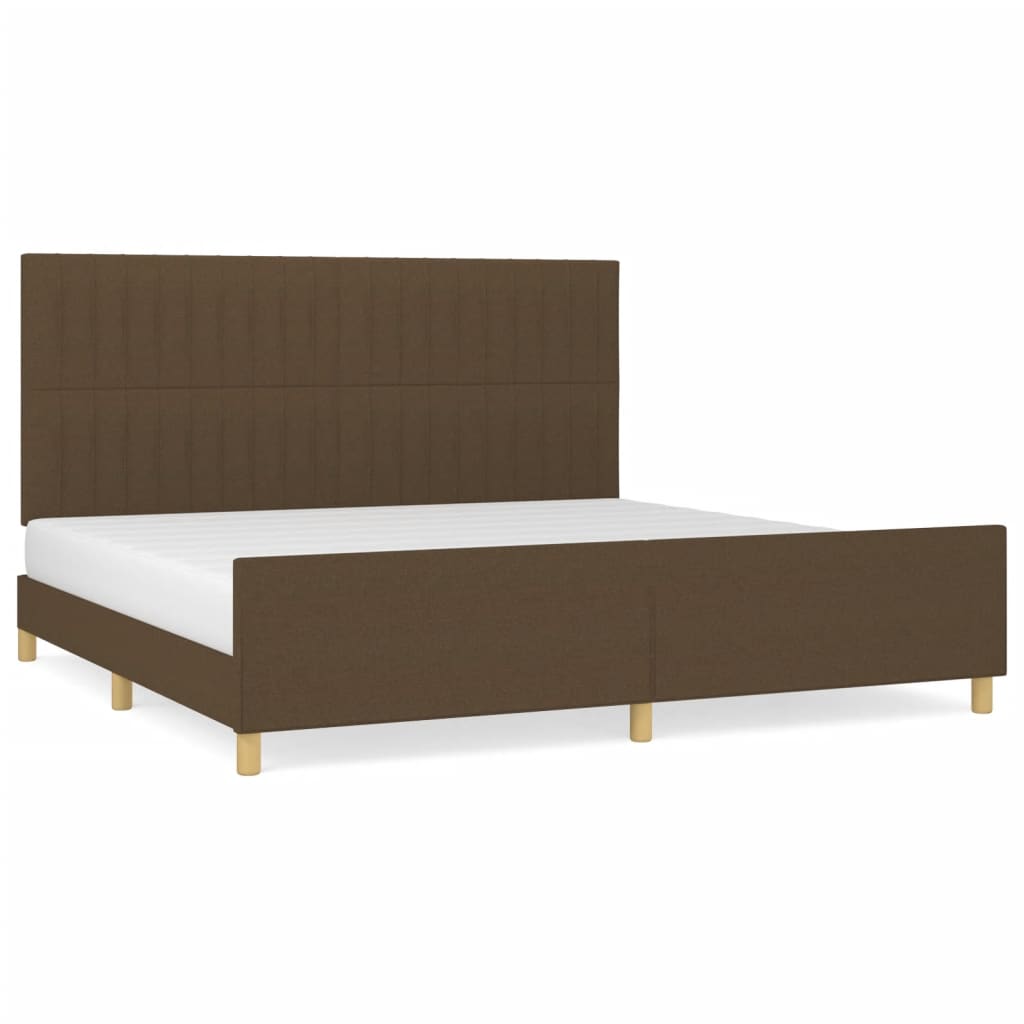 Cadre de lit sans matelas marron foncé 200x200 cm tissu - XIOS