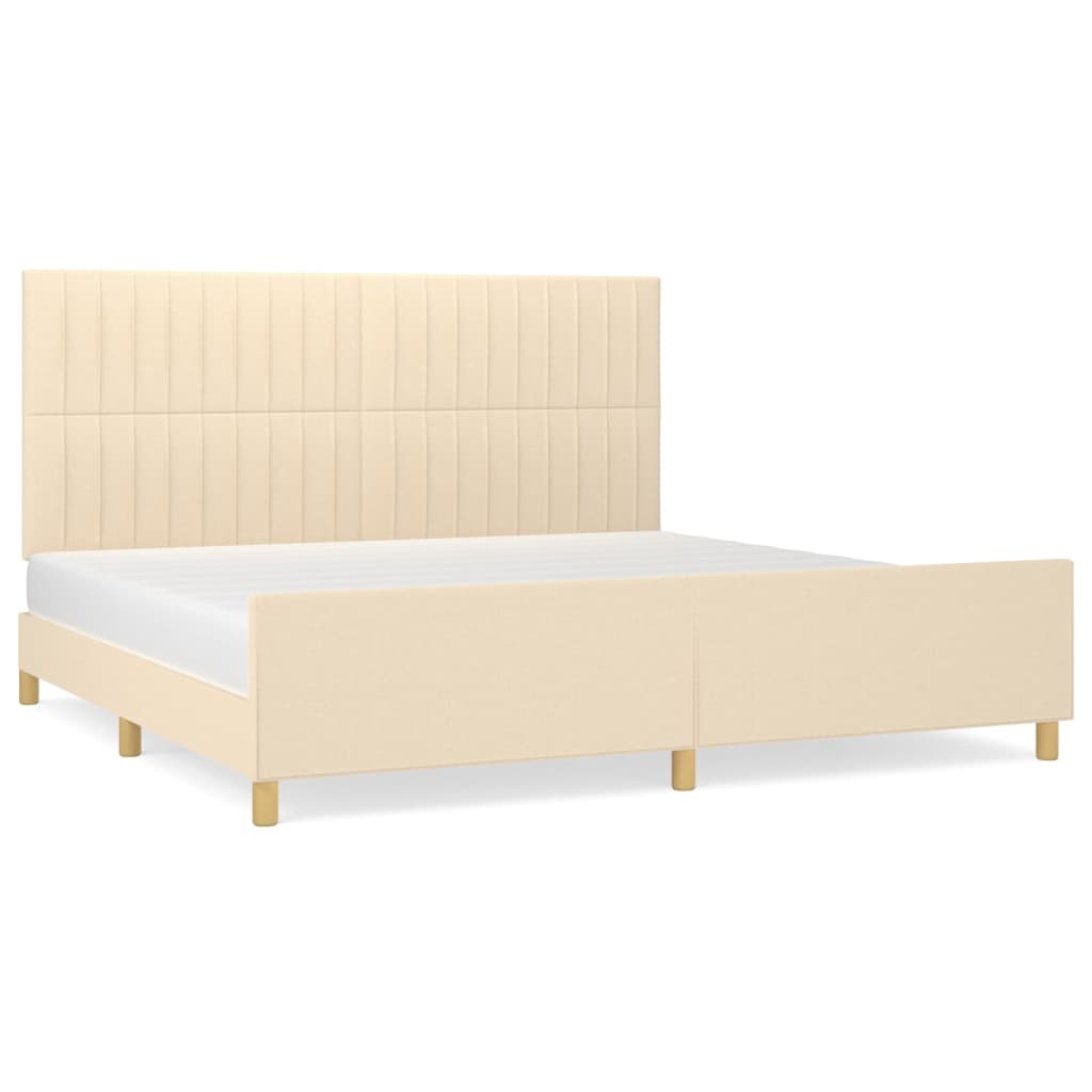 Cadre de lit sans matelas crème 200x200 cm tissu - XIOS