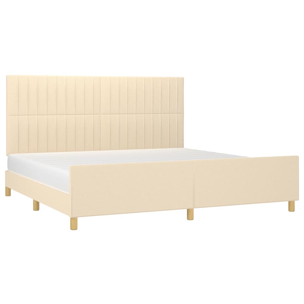 Cadre de lit sans matelas crème 200x200 cm tissu - XIOS