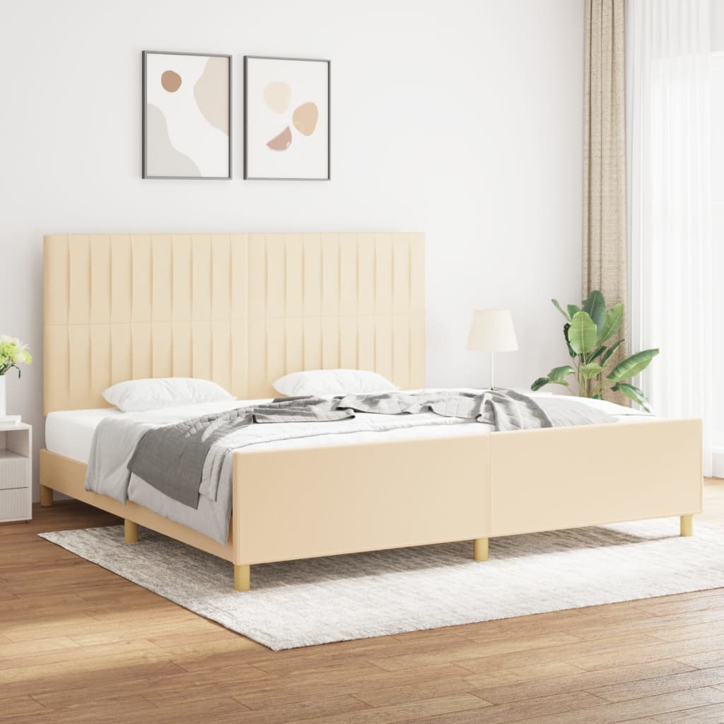 Cadre de lit sans matelas crème 200x200 cm tissu - XIOS