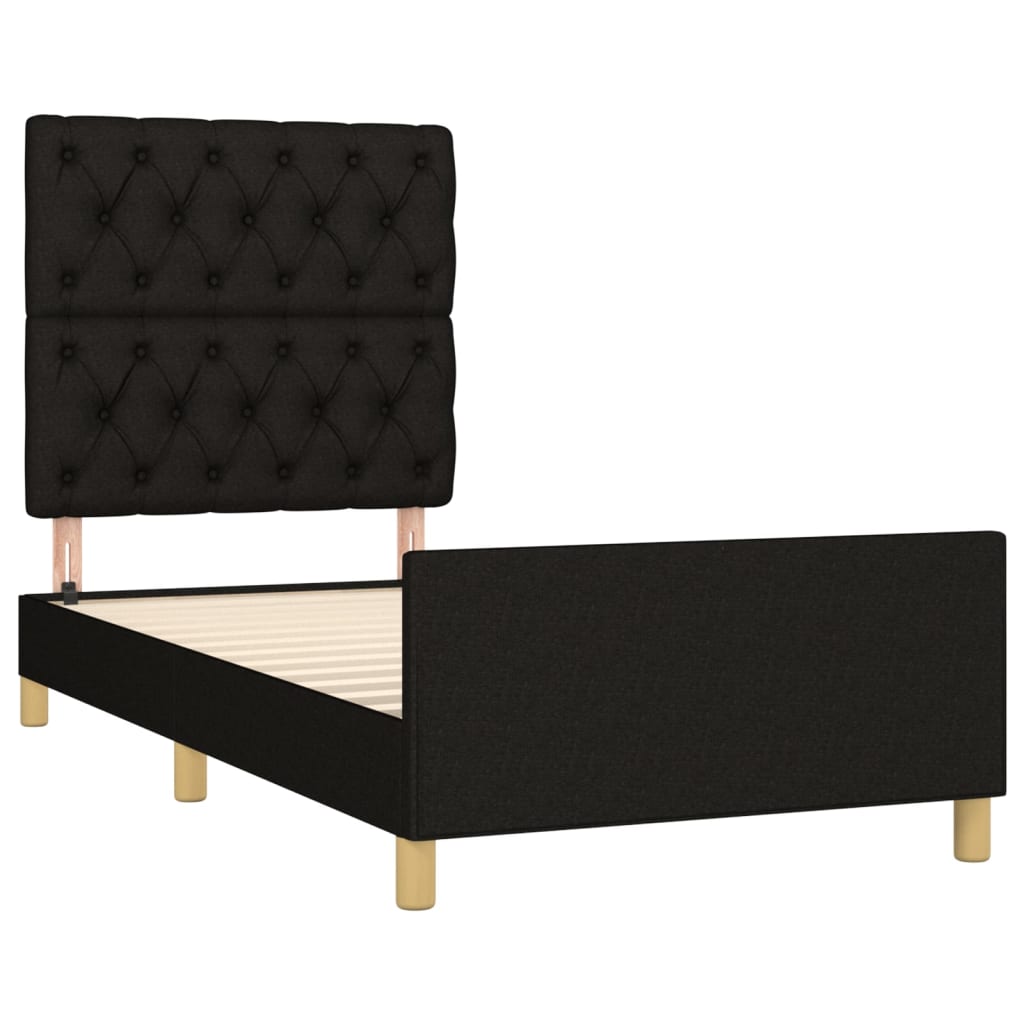 Cadre de lit sans matelas noir 80x200 cm tissu - XIOS