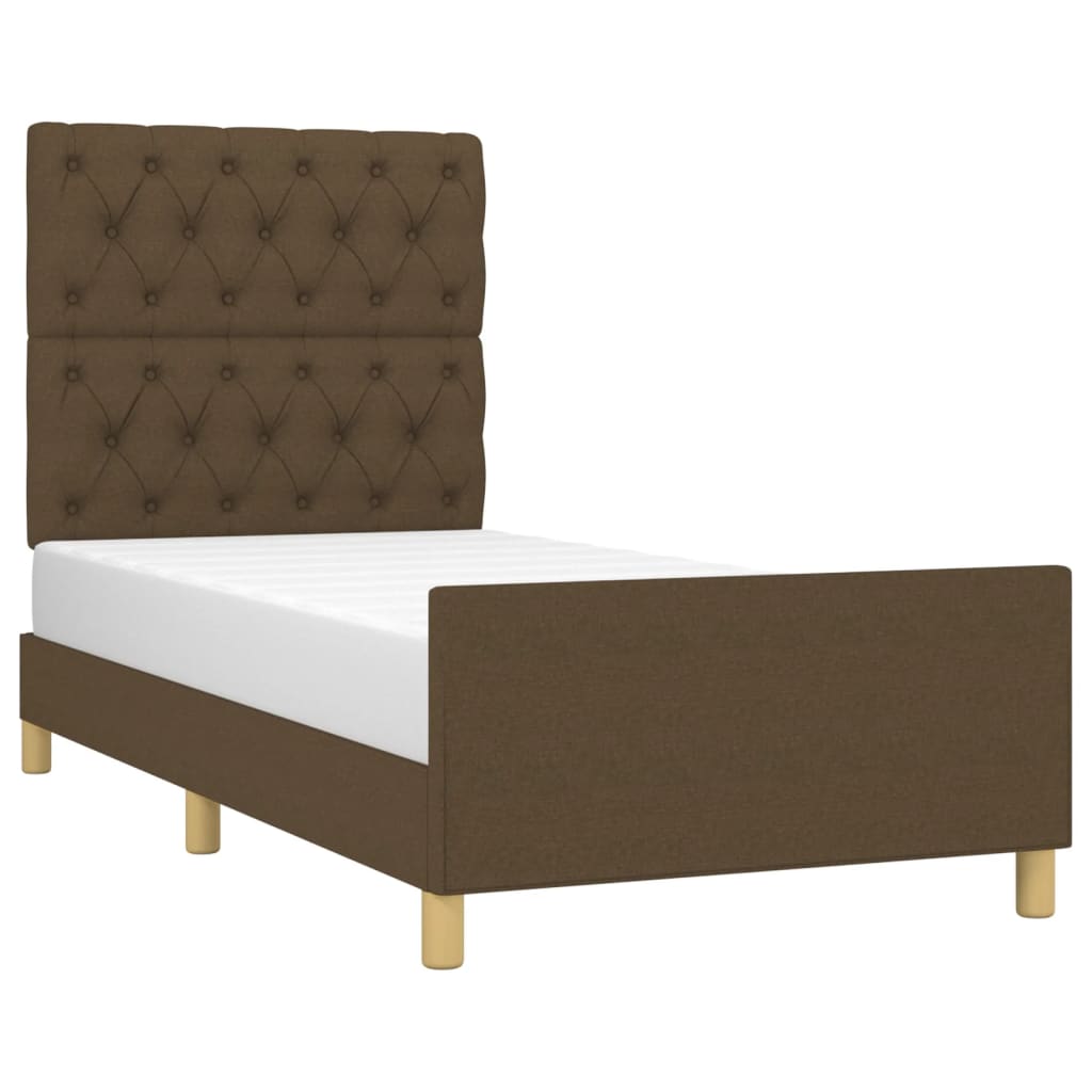 Cadre de lit sans matelas marron foncé 80x200 cm tissu - XIOS