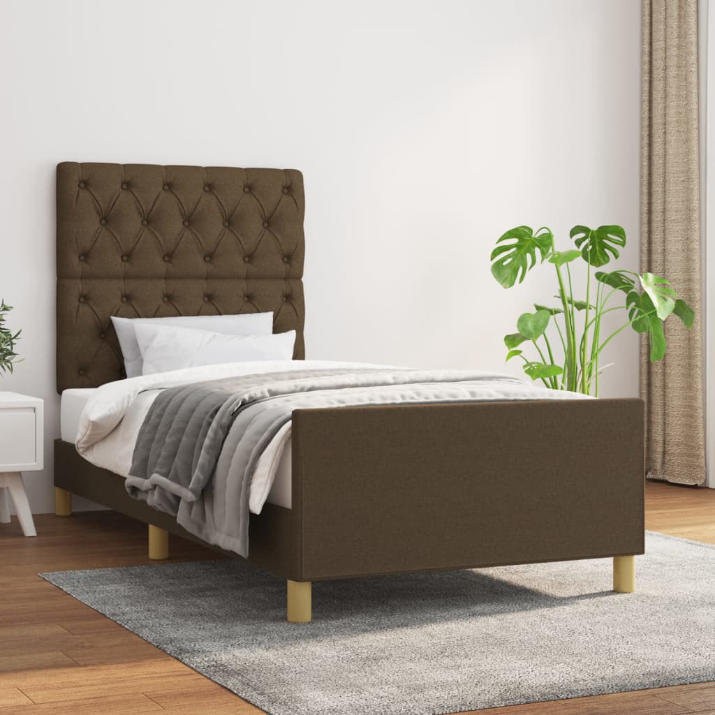 Cadre de lit sans matelas marron foncé 80x200 cm tissu - XIOS