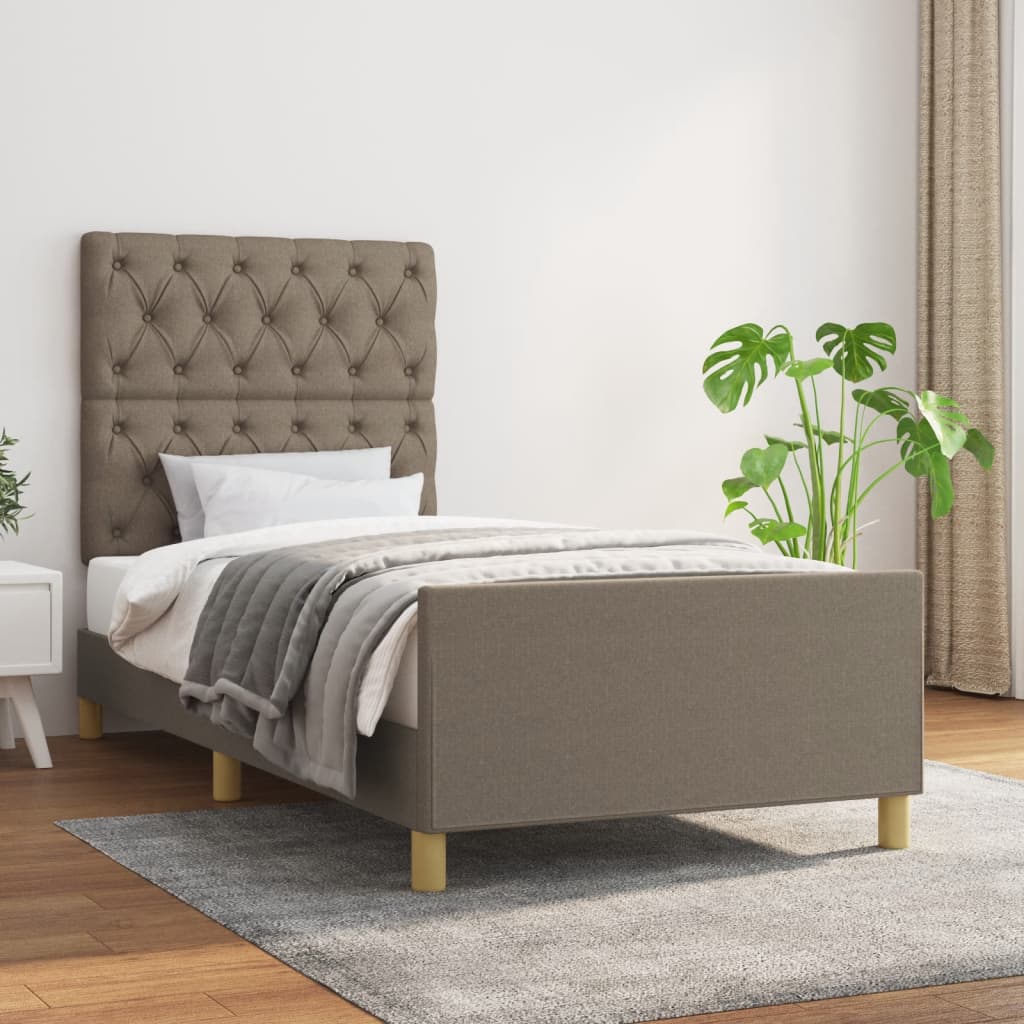 Cadre de lit sans matelas taupe 80x200 cm tissu - XIOS