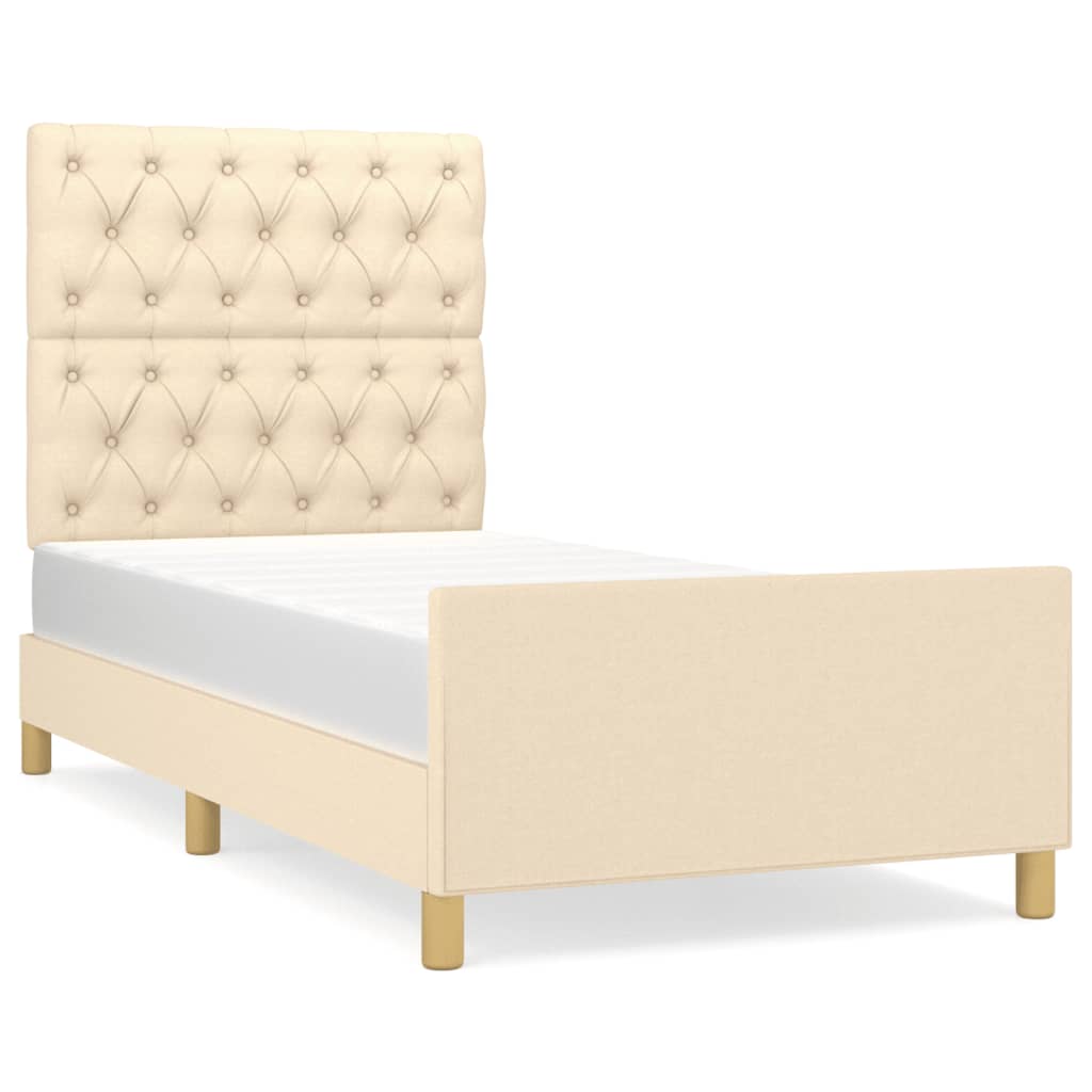 Cadre de lit sans matelas crème 80x200 cm tissu - XIOS
