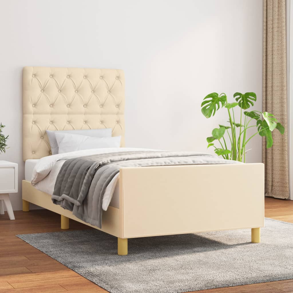 Cadre de lit sans matelas crème 80x200 cm tissu - XIOS