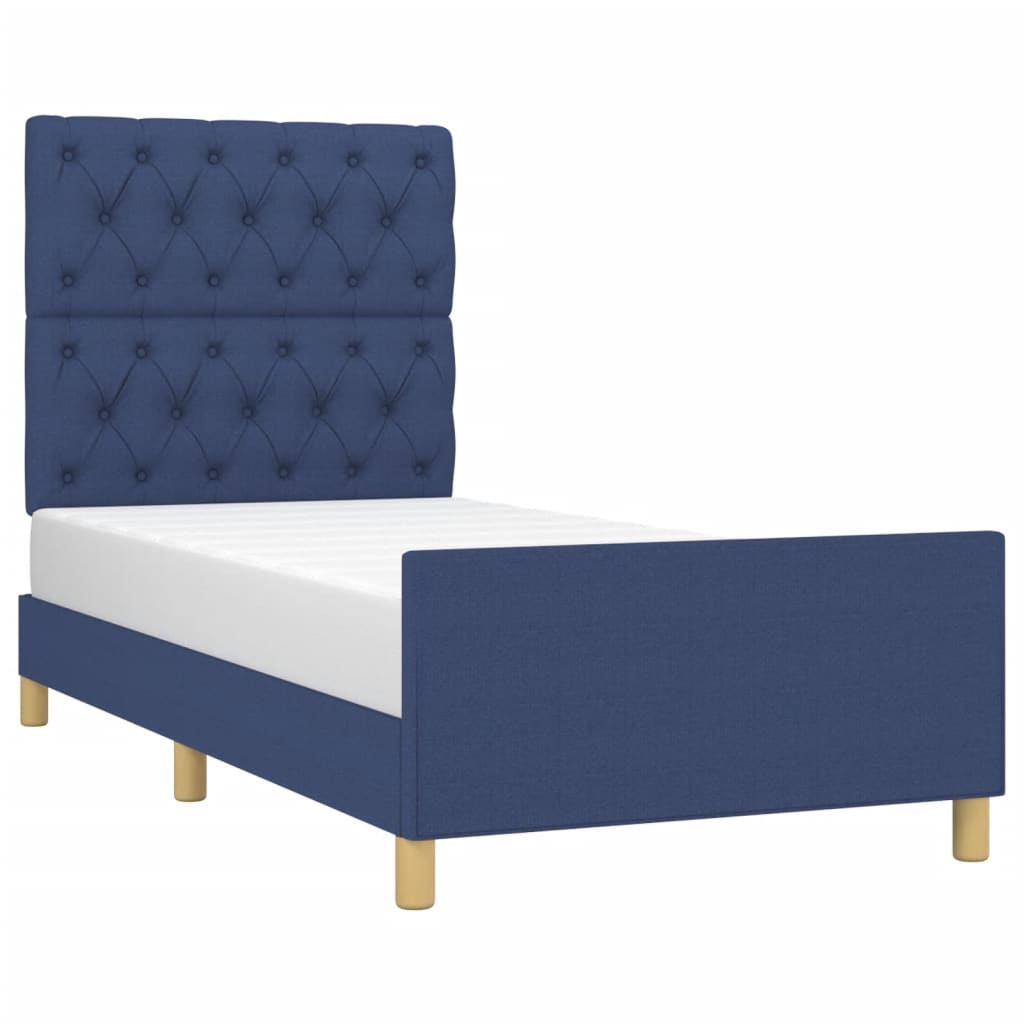Cadre de lit sans matelas bleu 80x200 cm tissu - XIOS