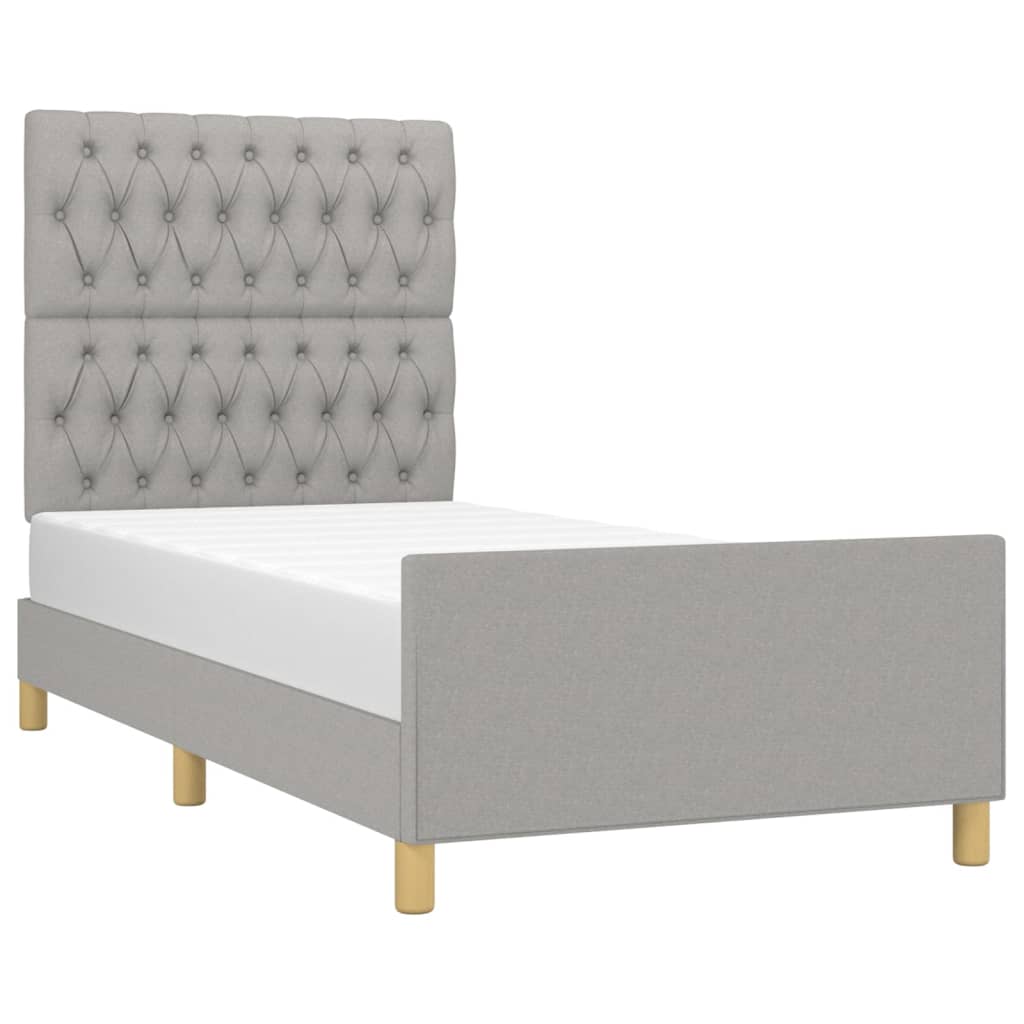 Cadre de lit sans matelas gris clair 90x190 cm tissu - XIOS