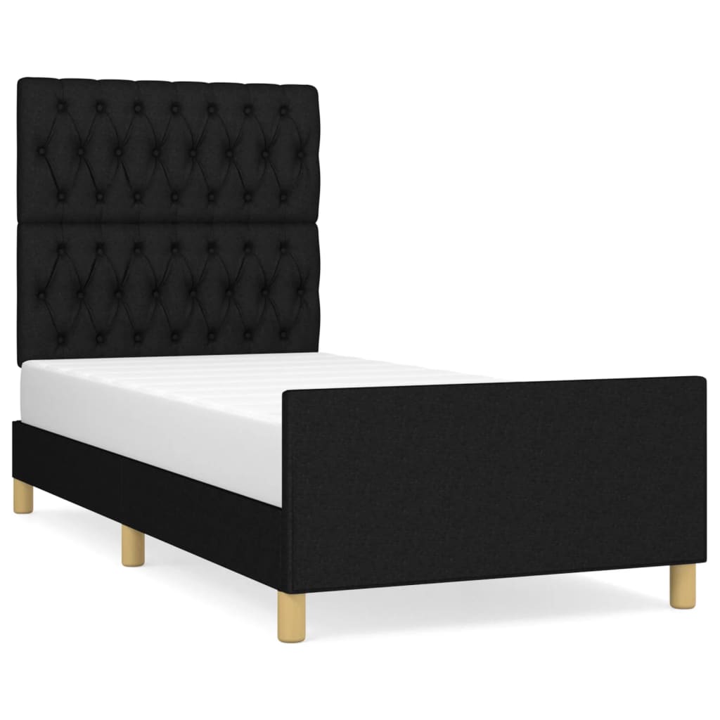 Cadre de lit sans matelas noir 90x190 cm tissu - XIOS