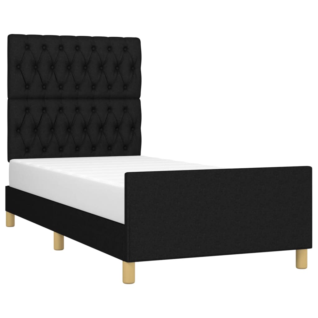 Cadre de lit sans matelas noir 90x190 cm tissu - XIOS