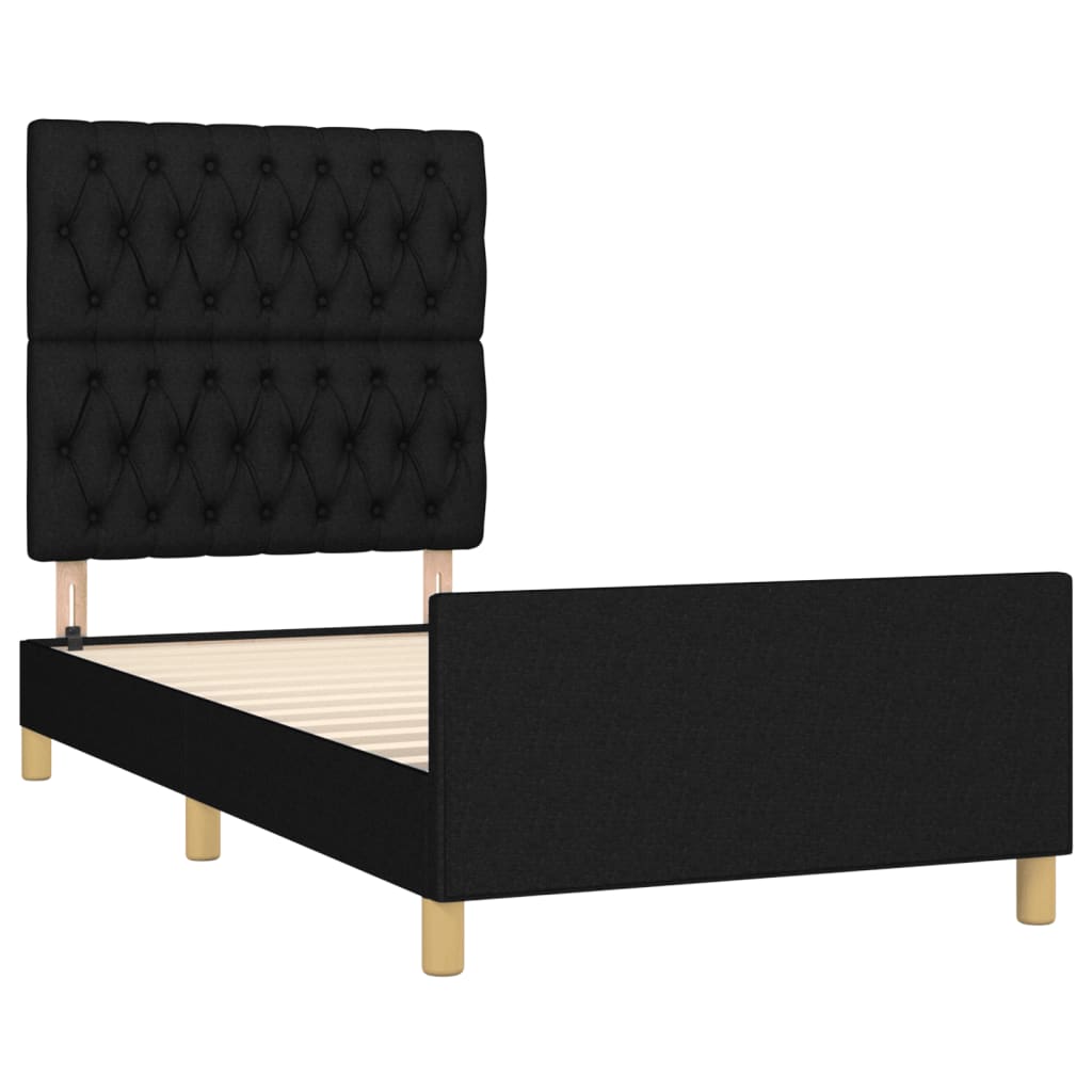 Cadre de lit sans matelas noir 90x200 cm tissu - XIOS