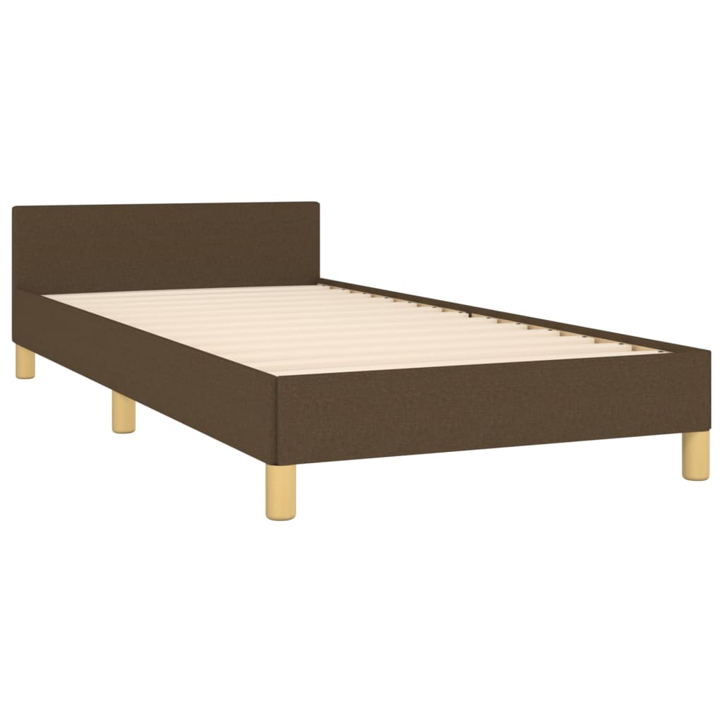Cadre de lit sans matelas marron foncé 90x200 cm tissu - XIOS
