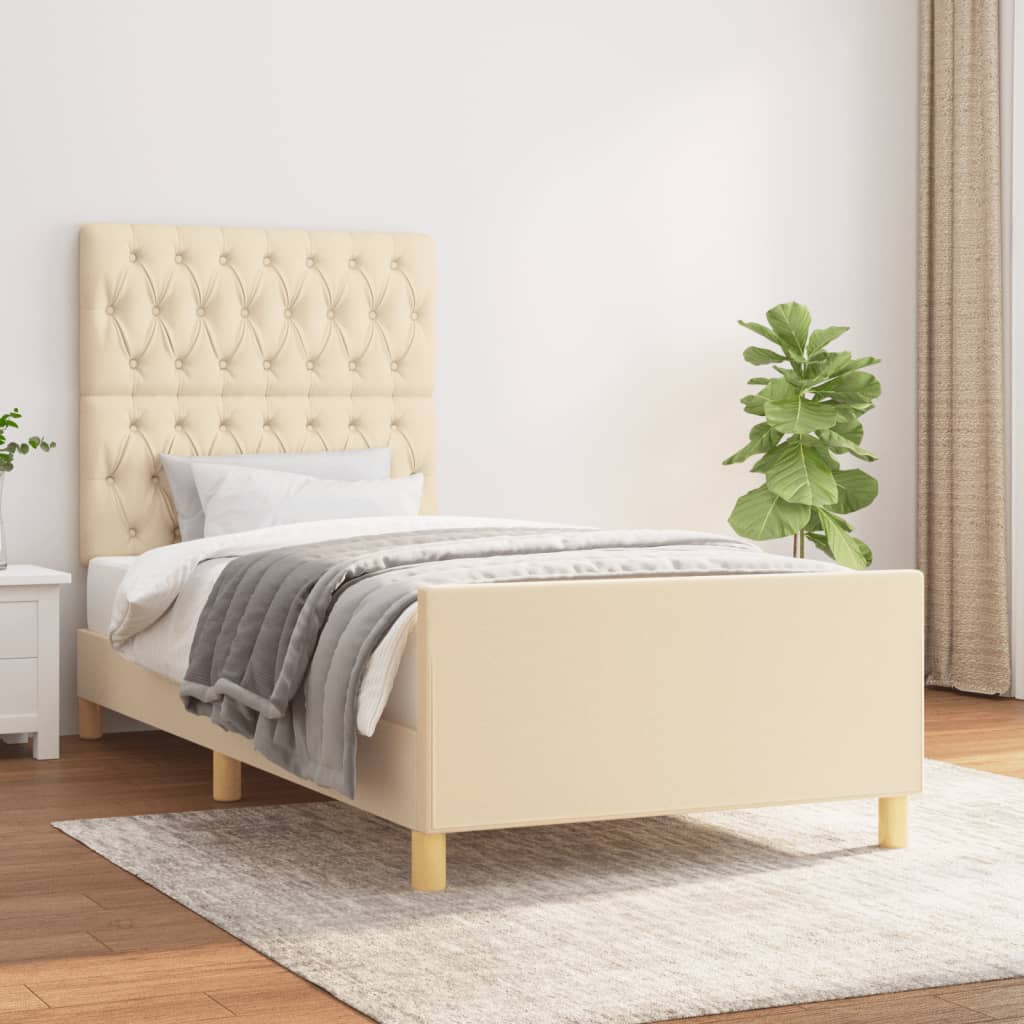 Cadre de lit sans matelas crème 90x200 cm tissu - XIOS