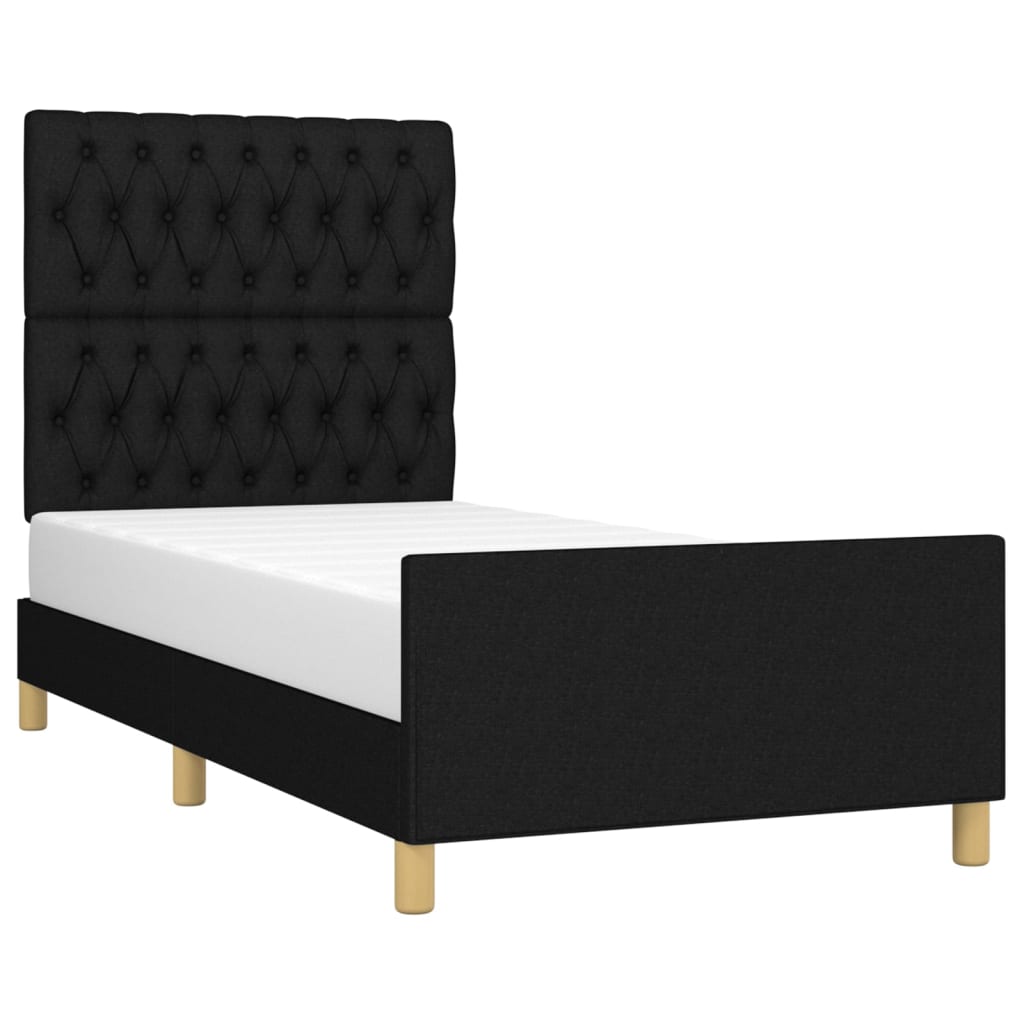 Cadre de lit sans matelas noir 100x200 cm tissu - XIOS