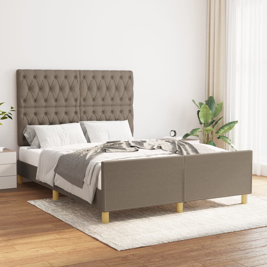 Cadre de lit sans matelas taupe 140x190 cm tissu - XIOS