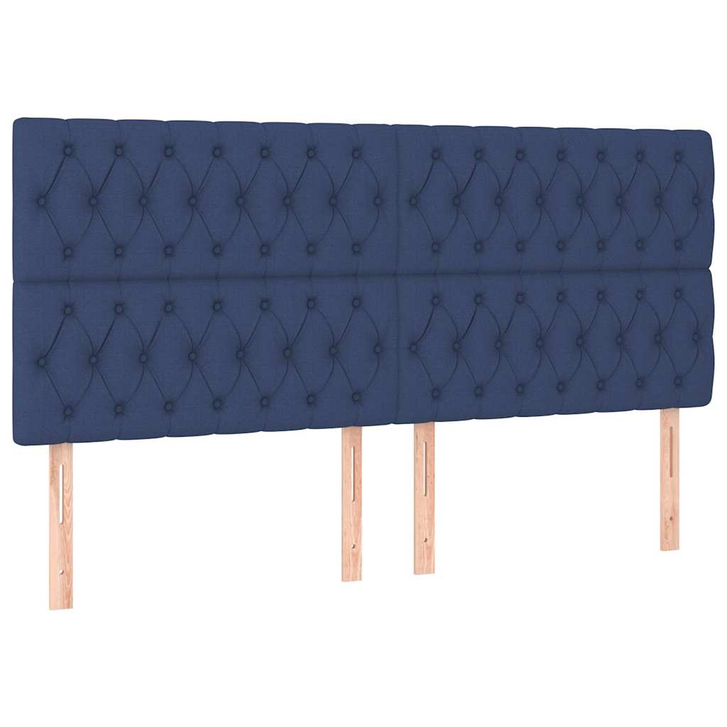Cadre de lit sans matelas et tête de lit bleu 180x200 cm tissu