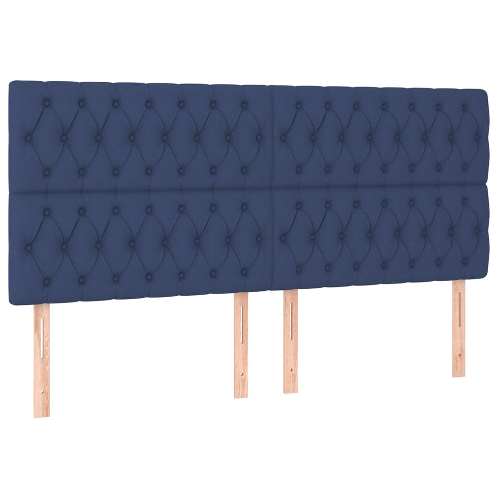 Cadre de lit sans matelas avec tête de lit bleu 200x200cm tissu - XIOS