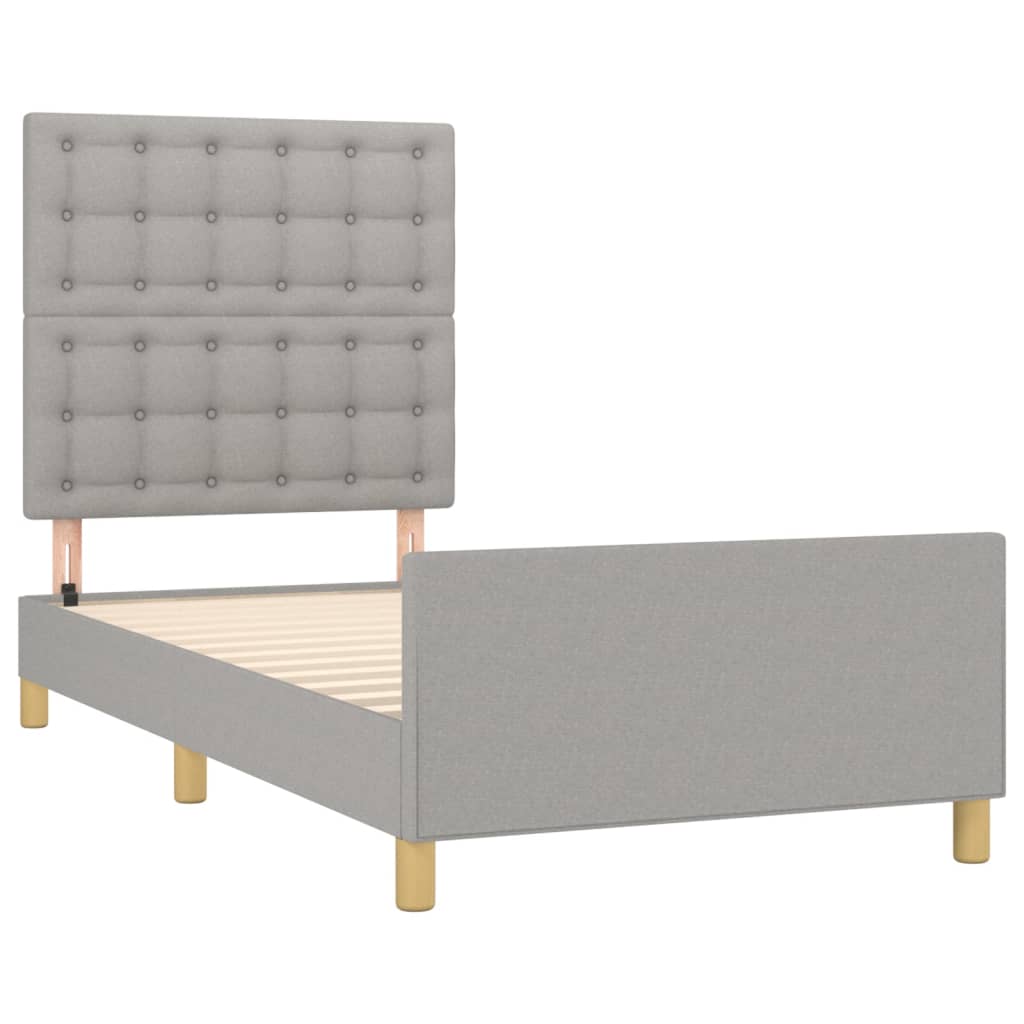 Cadre de lit sans matelas avec tête de lit gris clair 80x200cm - XIOS