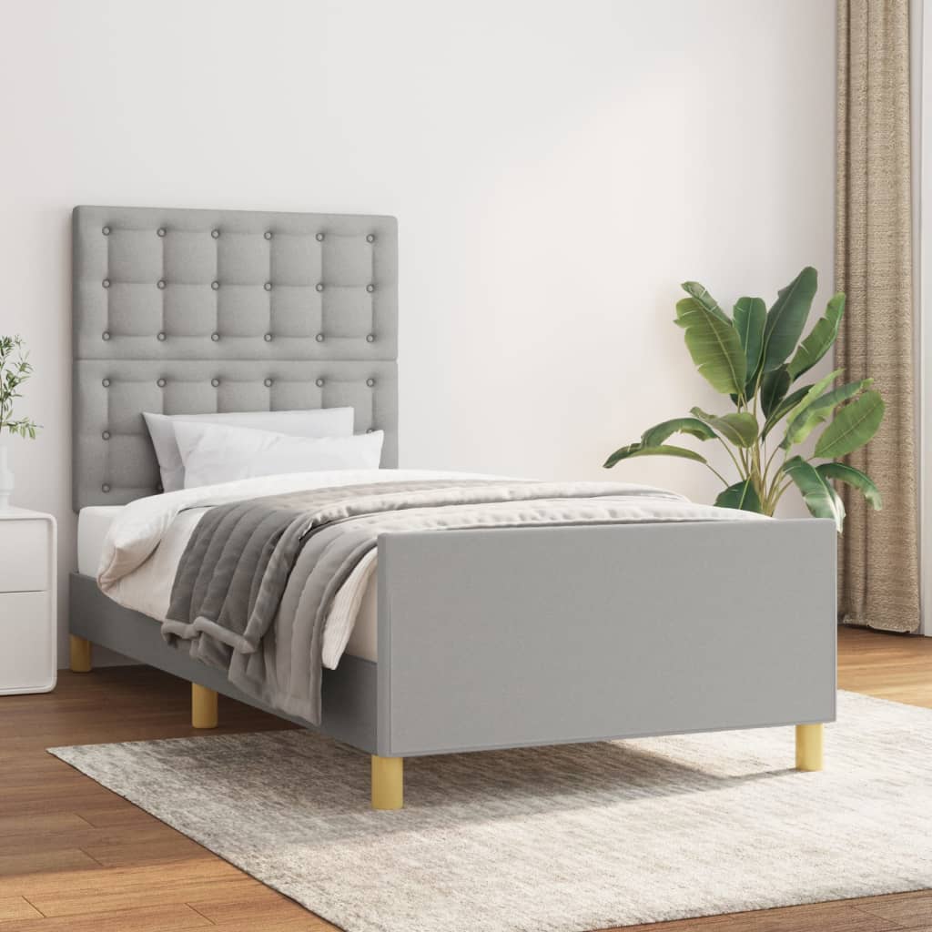 Cadre de lit sans matelas avec tête de lit gris clair 80x200cm - XIOS