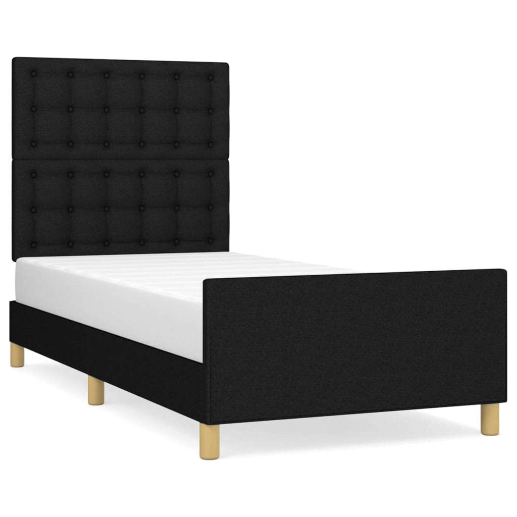 Cadre de lit sans matelas avec tête de lit noir 80x200 cm tissu - XIOS
