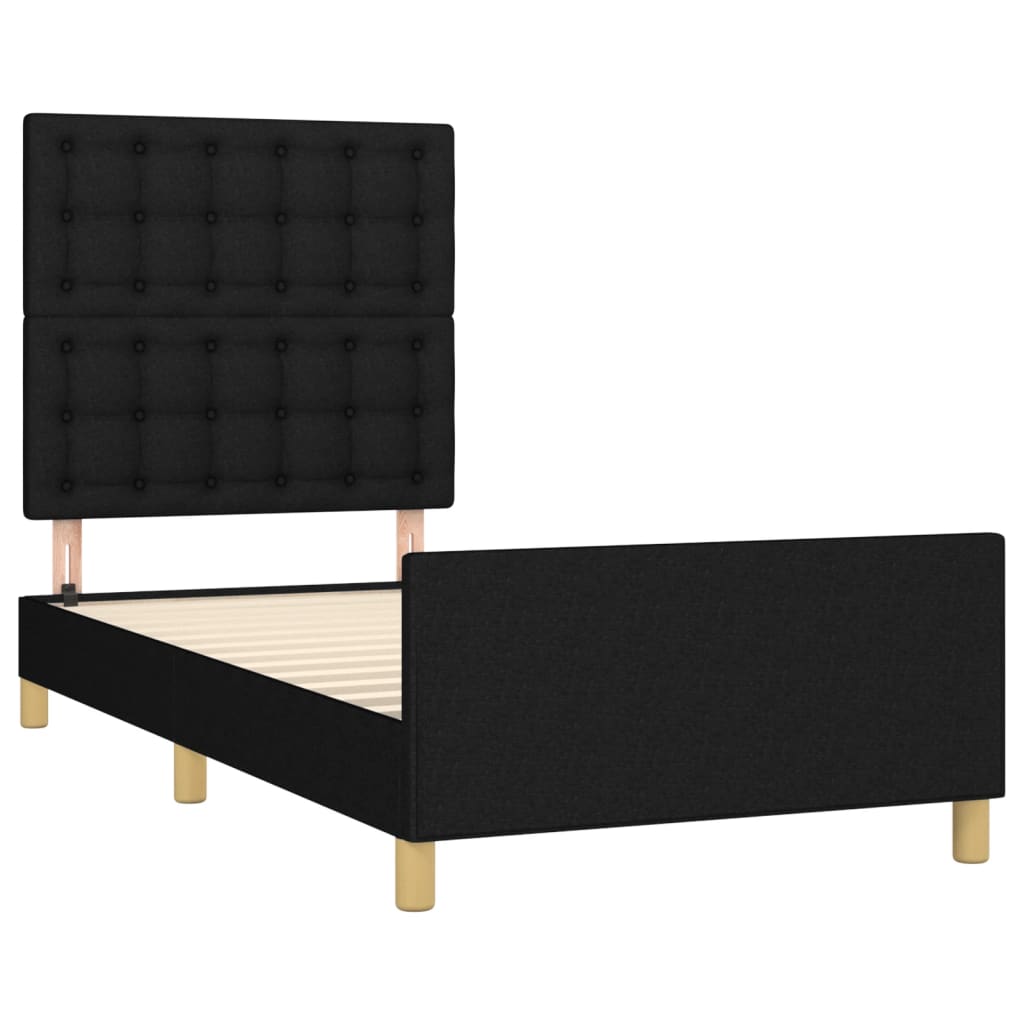 Cadre de lit sans matelas avec tête de lit noir 80x200 cm tissu - XIOS