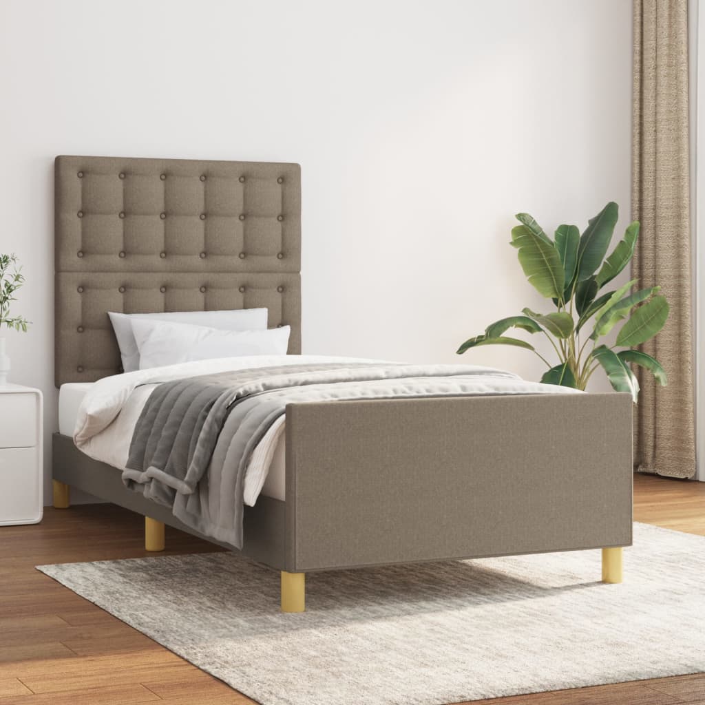 Cadre de lit sans matelas avec tête de lit taupe 80x200cm tissu - XIOS