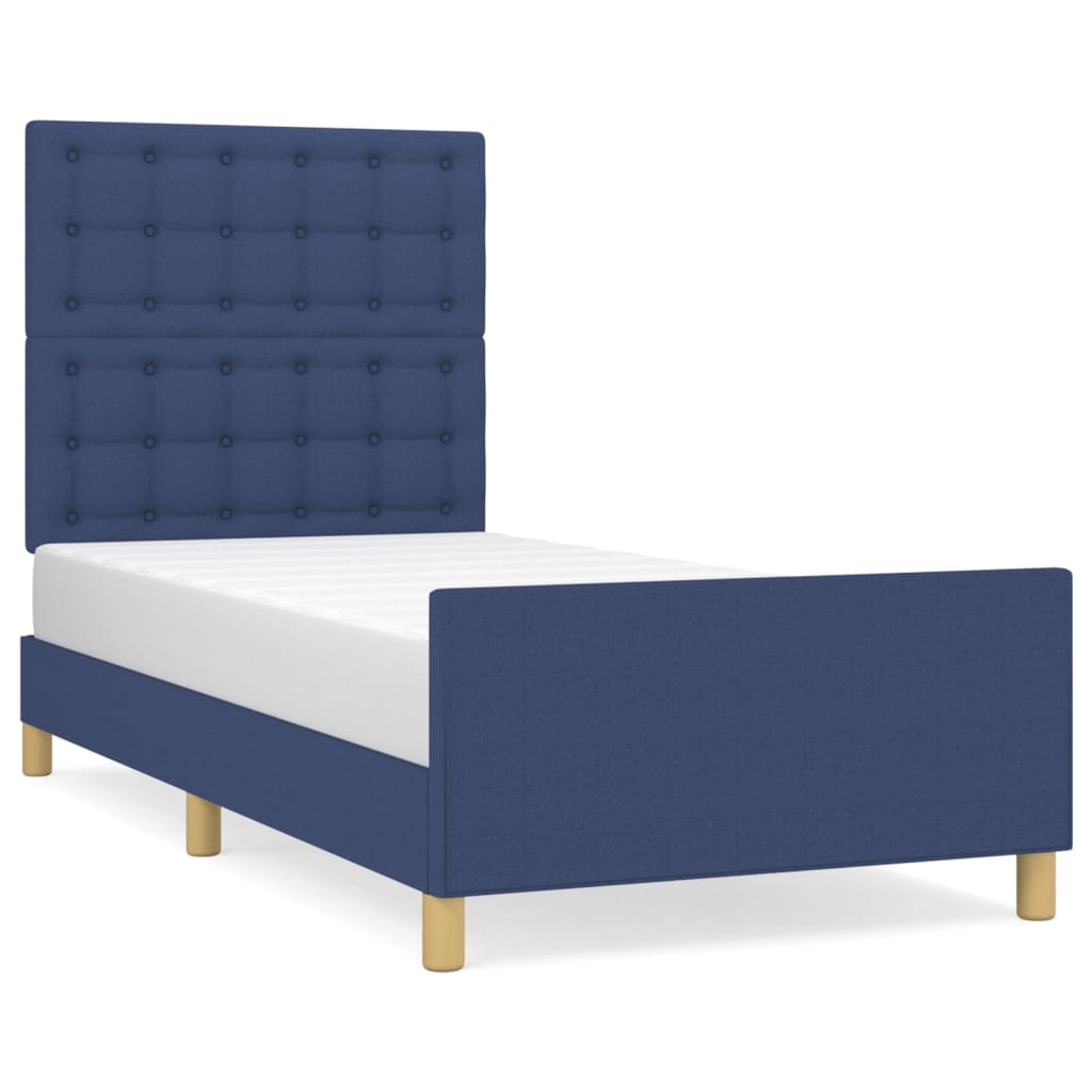 Cadre de lit sans matelas avec tête de lit bleu 80x200 cm tissu - XIOS