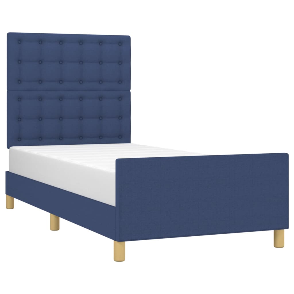 Cadre de lit sans matelas avec tête de lit bleu 80x200 cm tissu - XIOS