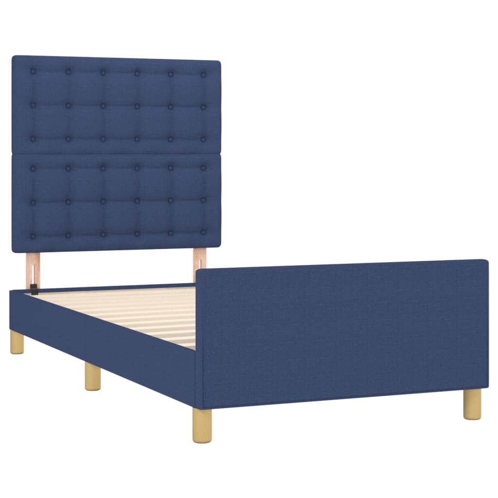 Cadre de lit sans matelas avec tête de lit bleu 80x200 cm tissu - XIOS