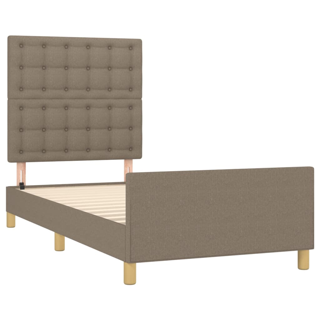 Cadre de lit sans matelas avec tête de lit taupe 90x190cm tissu - XIOS