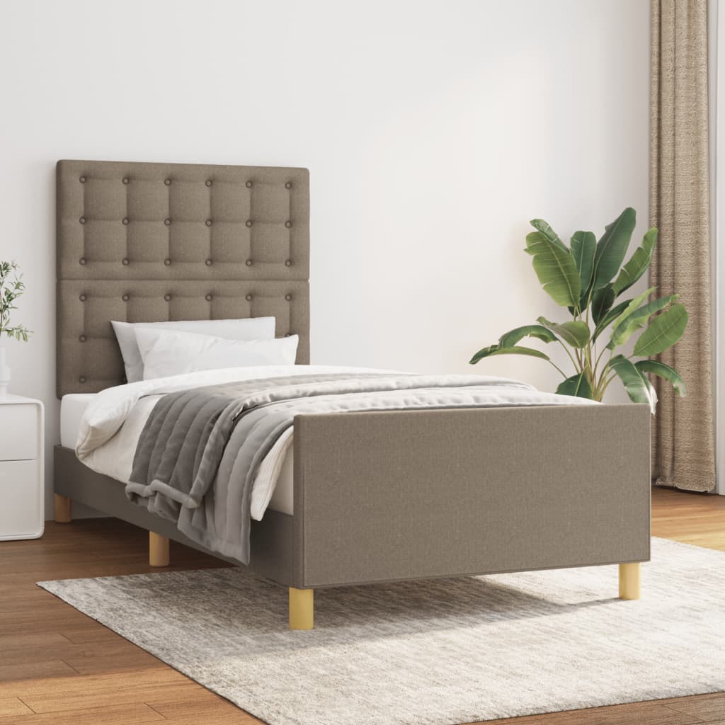 Cadre de lit sans matelas avec tête de lit taupe 90x190cm tissu - XIOS