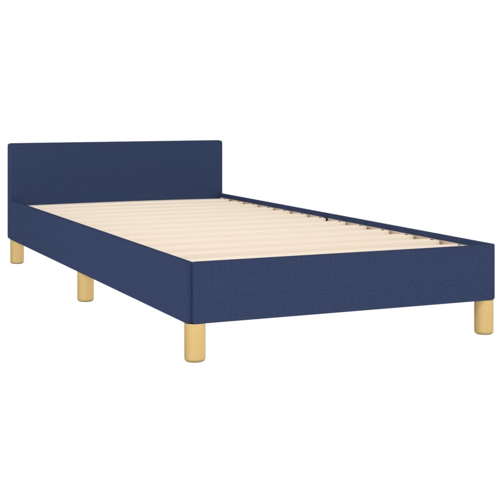 Cadre de lit sans matelas avec tête de lit bleu 90x190cm tissu - XIOS