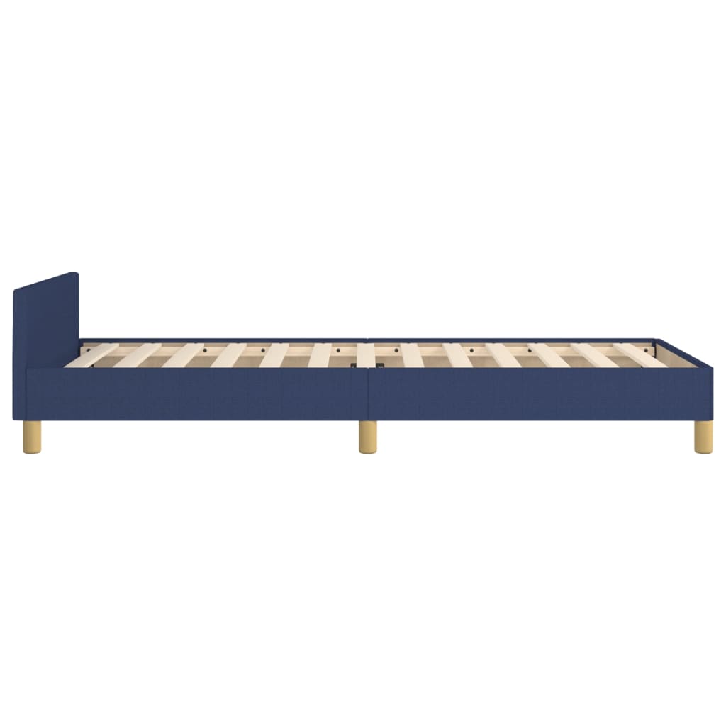 Cadre de lit sans matelas avec tête de lit bleu 90x190cm tissu - XIOS