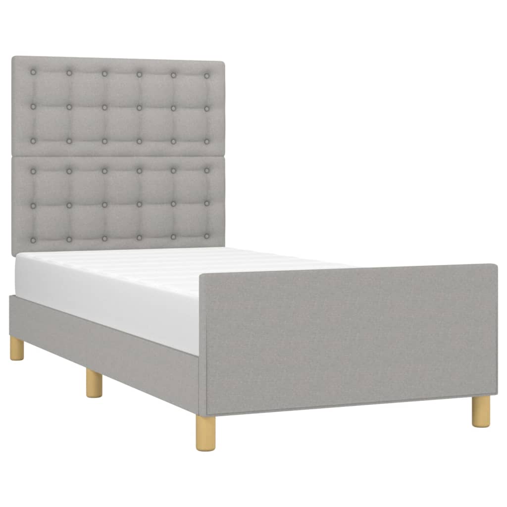 Cadre de lit sans matelas avec tête de lit gris clair 90x200cm - XIOS