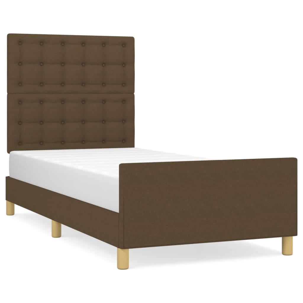 Cadre de lit sans matelas marron foncé 100x200 cm tissu - XIOS