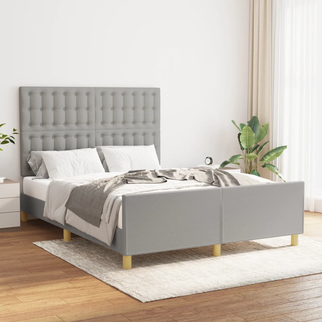Cadre de lit sans matelas gris clair 140x190 cm tissu - XIOS