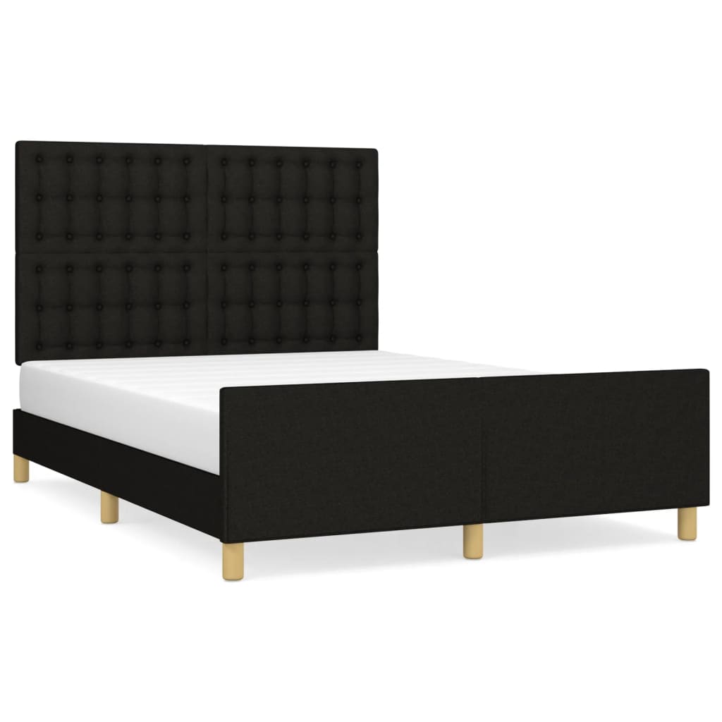 Cadre de lit sans matelas noir 140x190 cm tissu - XIOS