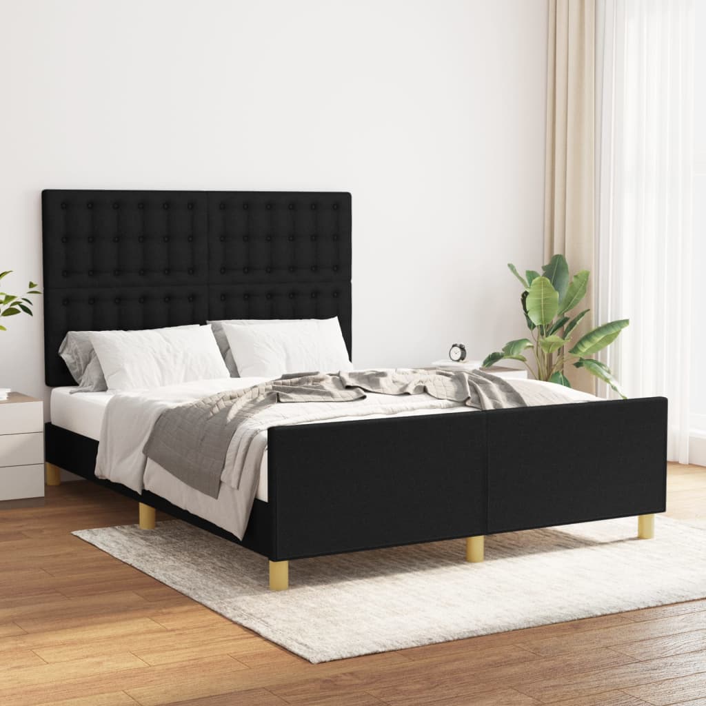 Cadre de lit sans matelas noir 140x190 cm tissu - XIOS