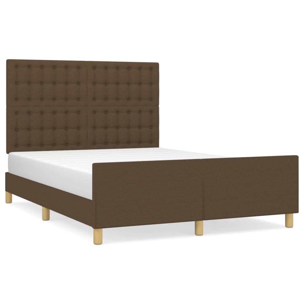 Cadre de lit sans matelas marron foncé 140x190 cm tissu - XIOS