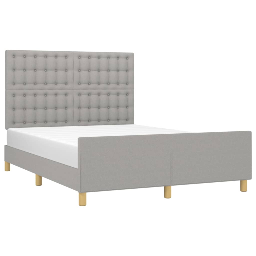 Cadre de lit sans matelas gris clair 140x200 cm tissu - XIOS