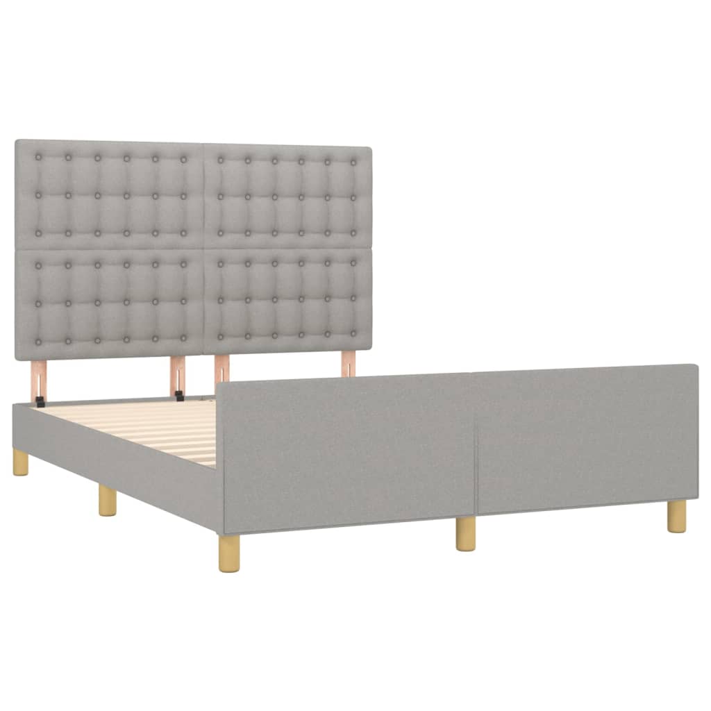 Cadre de lit sans matelas gris clair 140x200 cm tissu - XIOS