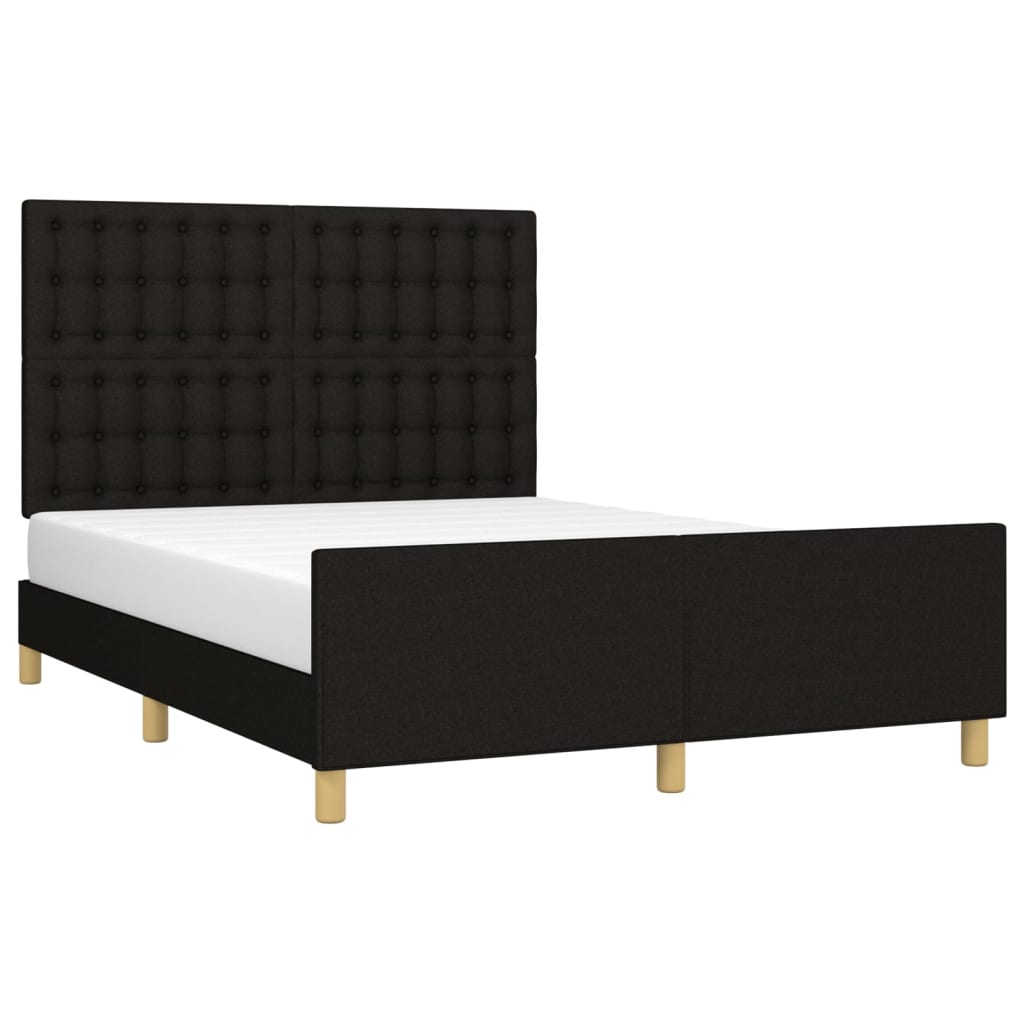 Cadre de lit sans matelas noir 140x200 cm tissu - XIOS
