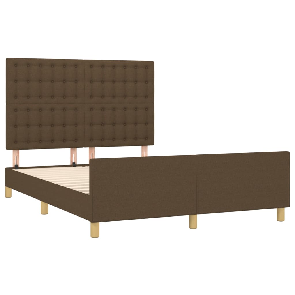 Cadre de lit sans matelas marron foncé 140x200 cm tissu - XIOS